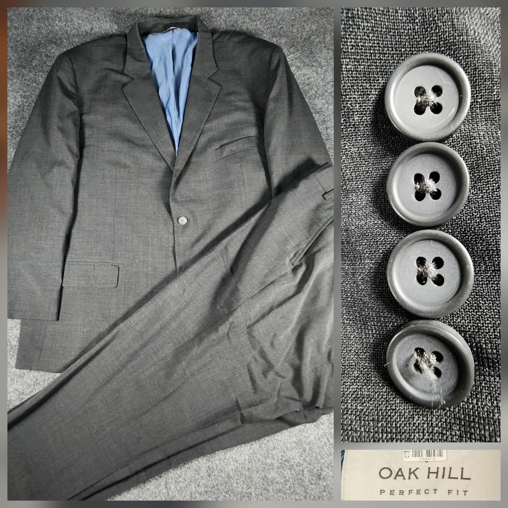 Oak Hill 2 Piece Suit Mens 56L Gray Blazer & Pants 55x29 Professional DXL